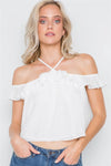Off White Ruffle Layer Halter Top /3-2-1 - Tasha Apparel Wholesale