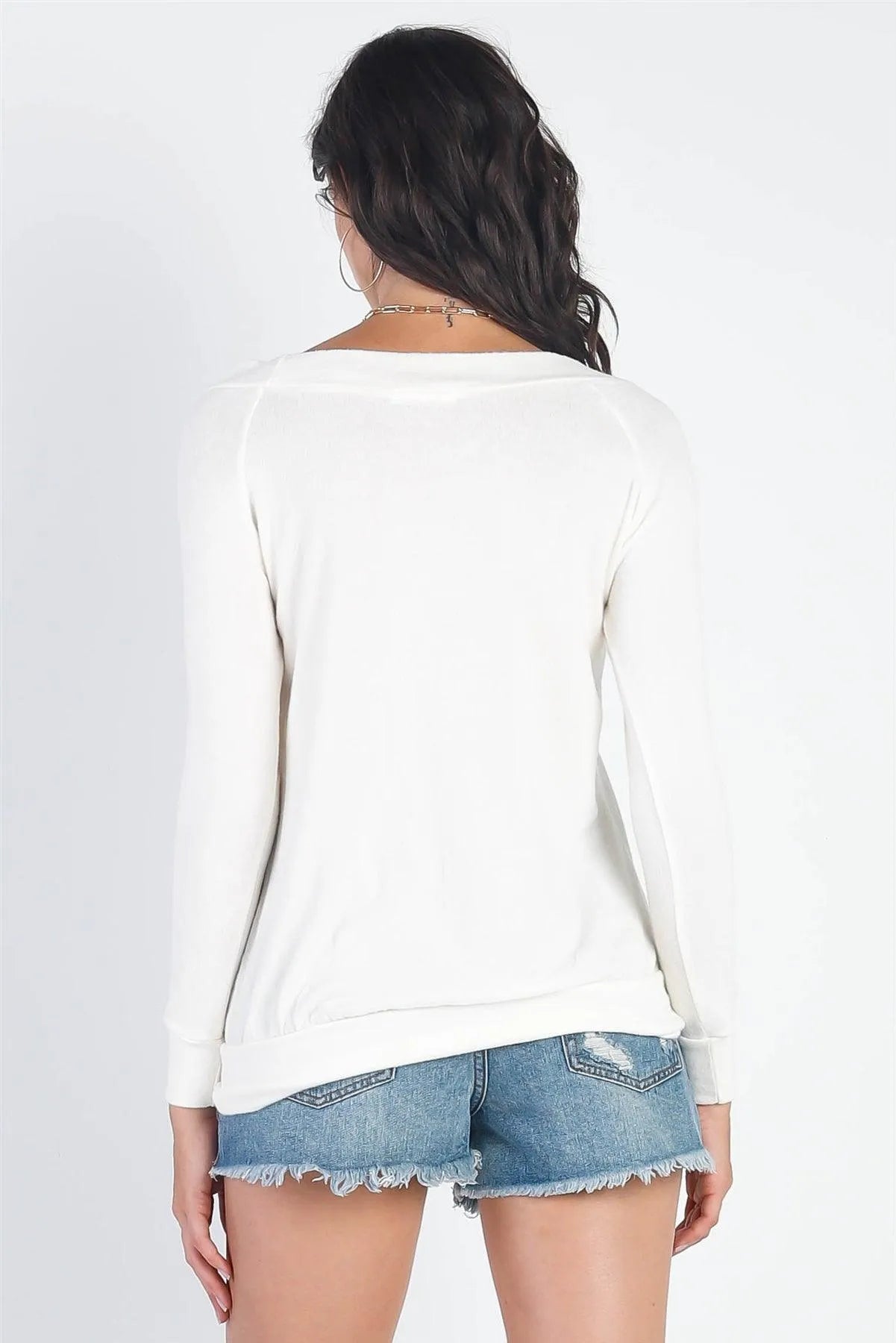 Ivory Soft Flannel Long Sleeve Top - Tasha Apparel Wholesale
