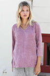 Mauve Velvet Textured Kimono Midi Sleeve Sweater /1-1-1 - Tasha Apparel Wholesale