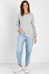 Heather Grey Round Neck Juliette Long Sleeve Top /2-1 - Tasha Apparel Wholesale