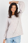 Taupe Round Neck Juliette Long Sleeve Top /1-2-1