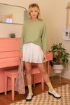 Sage Flannel Mock Neck Long Sleeve Sweater /1-1-1 - Tasha Apparel Wholesale