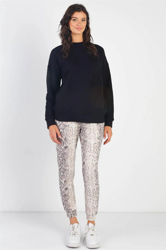 Black Cotton Long Sleeve Sweatshirt /1-1-2 - Tasha Apparel Wholesale