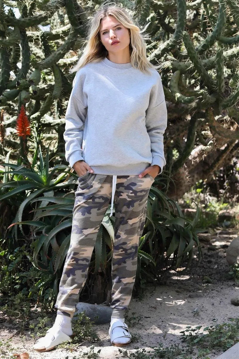 Heather Grey Cotton Long Sleeve Sweatshirt /1-2-1 - Tasha Apparel Wholesale