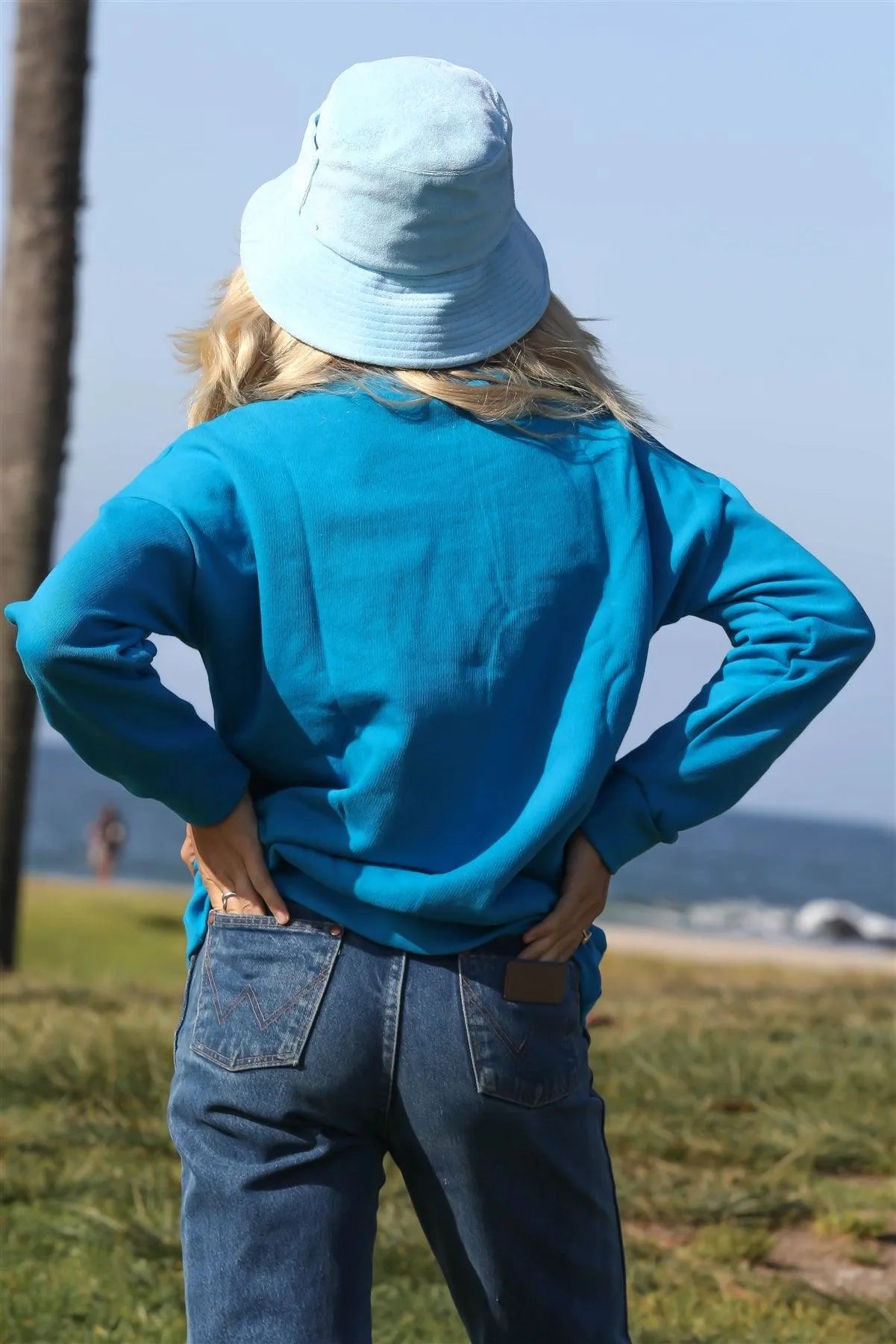 Teal Cotton Long Sleeve Sweatshirt /1-1-1 - Tasha Apparel Wholesale
