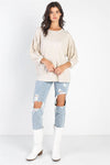 Oatmeal Long Sleeve Puff Ballon Top /1-2-2 - Tasha Apparel Wholesale