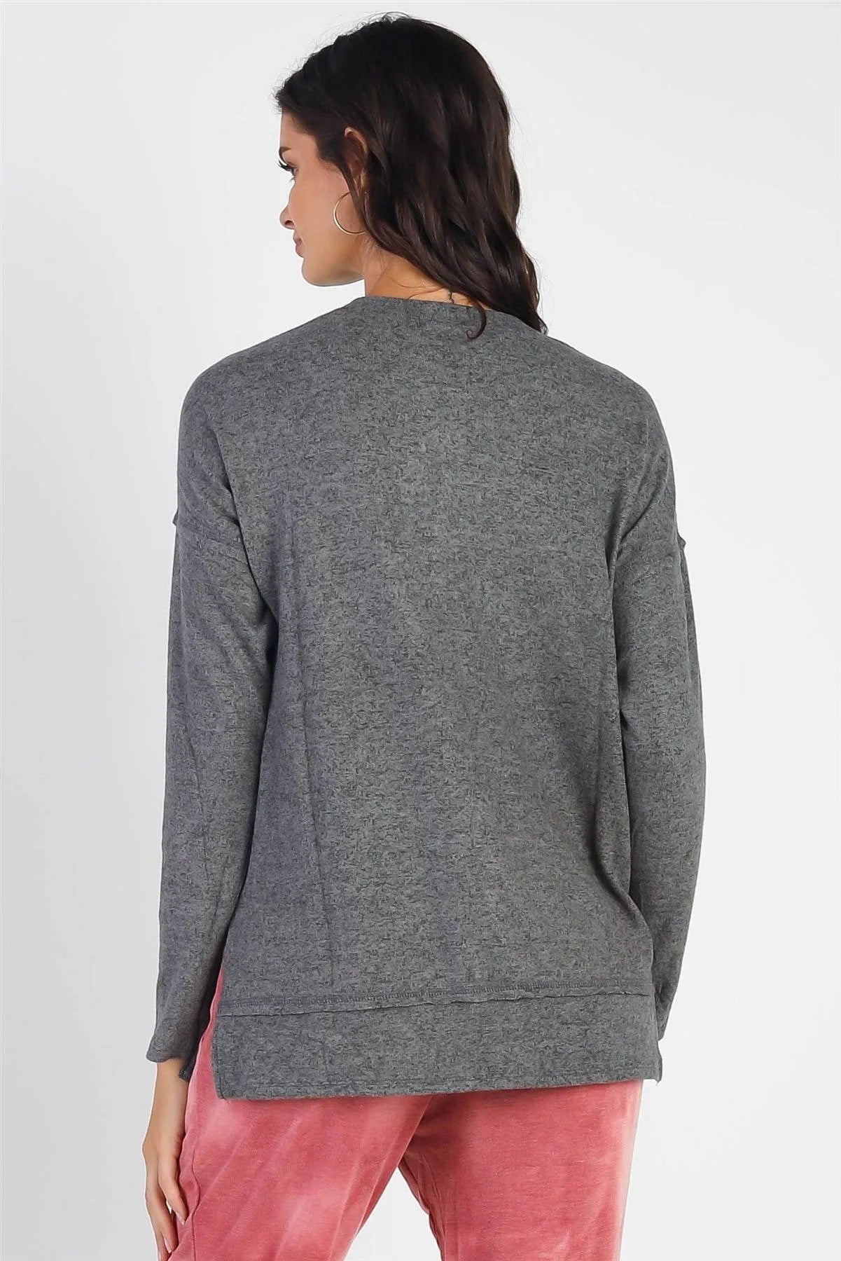 Flannel Button-Up Trim Detail Long Sleeve Top - Tasha Apparel Wholesale