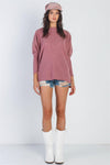 Dusty Rose Flannel Ribbed Dolman Sleeve Sweater
