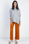 Heather Grey Flannel Ribbed Dolman Sleeve Sweater /2-1-2 - Tasha Apparel Wholesale