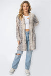 Animal Print Flannel Front Pocket Long Cardigan - Tasha Apparel Wholesale