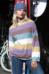 Multi Color Stripe Flannel Mock Neck Top /1-1-1 - Tasha Apparel Wholesale