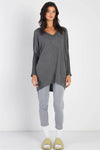 Charcoal V-Neck Dolman Long Sleeve Top /1-2-2 - Tasha Apparel Wholesale