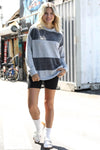 Silver Textured Velour Colorblock Sweater /1-1-1