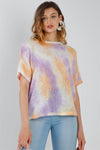 Multi Color Textured Knit Tie-Dye Short Sleeve Top /1-1-1