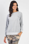 Heather Grey Cotton Blend Long Sleeve Sweatshirt - Tasha Apparel Wholesale