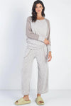 Taupe Round Neck Long Sleeve Top & Relax Fit Pants Set /1-1-1 - Tasha Apparel Wholesale