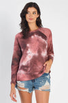 Tie-Dye Round Neck Long Sleeve Sweatshirt - Tasha Apparel Wholesale