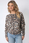 Leopard Print Waffle Knit Dolman Midi Sleeve Top - Tasha Apparel Wholesale
