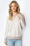 Taupe Long Sleeve Round Neck Top /1-1-1 - Tasha Apparel Wholesale