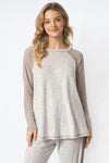 Taupe Textured Raglan Long Sleeve Top - Tasha Apparel Wholesale