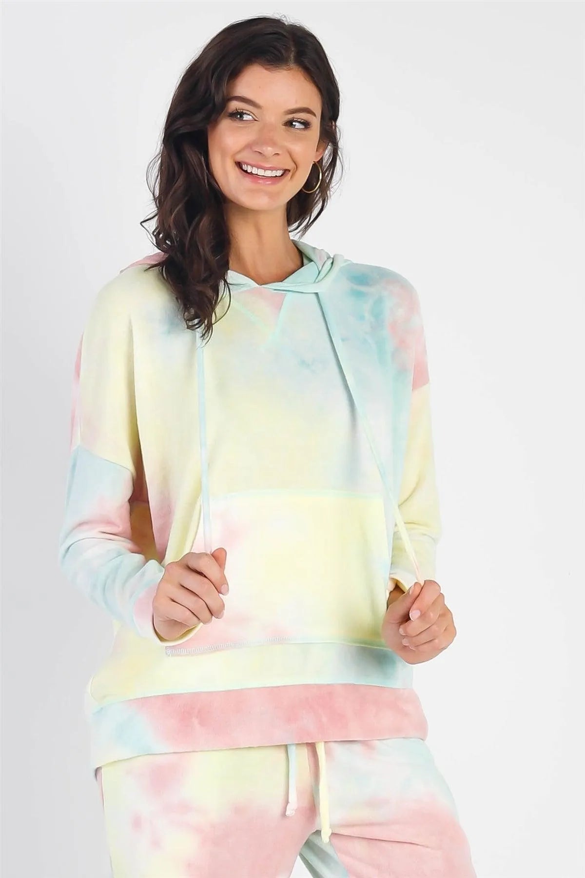Tie-Dye One Pocket Long Sleeve Hooded Sweatshirt - Tasha Apparel Wholesale