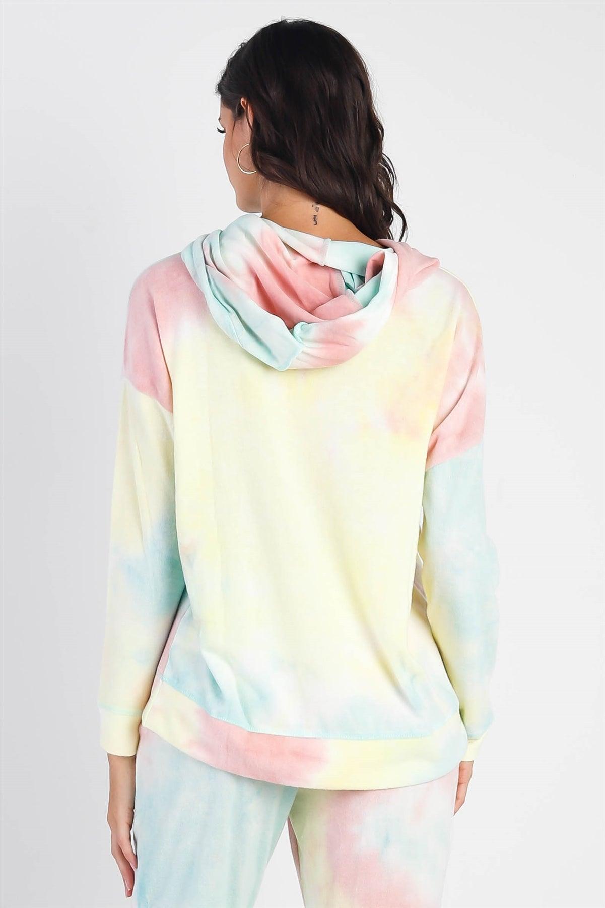 Multi Tie-Dye One Pocket Long Sleeve Hooded Sweater /1-1-1