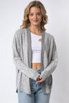 Heather Gray Textured Side Detail Long Sleeve Cardigan /1-1-1