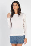 Beige Round Neck Long Ruffle Sleeve Top - Tasha Apparel Wholesale