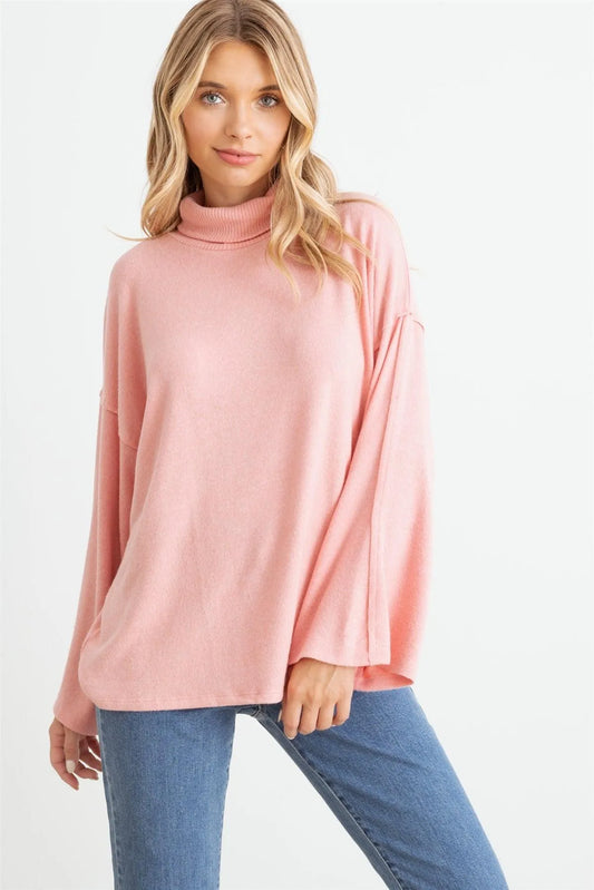 Turtle Neck Long Sleeve Soft To Touch Top - Tasha Apparel Wholesale