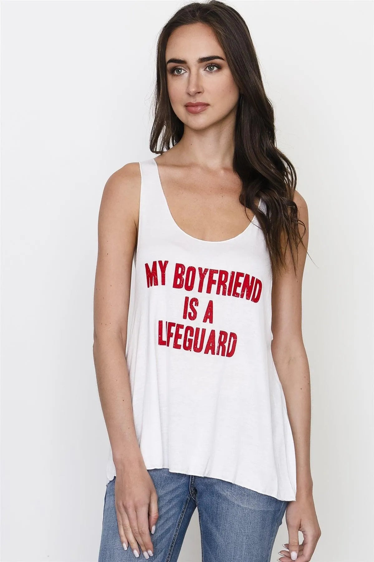 White Graphic Front Tank Top /2-2-1-1 - Tasha Apparel Wholesale