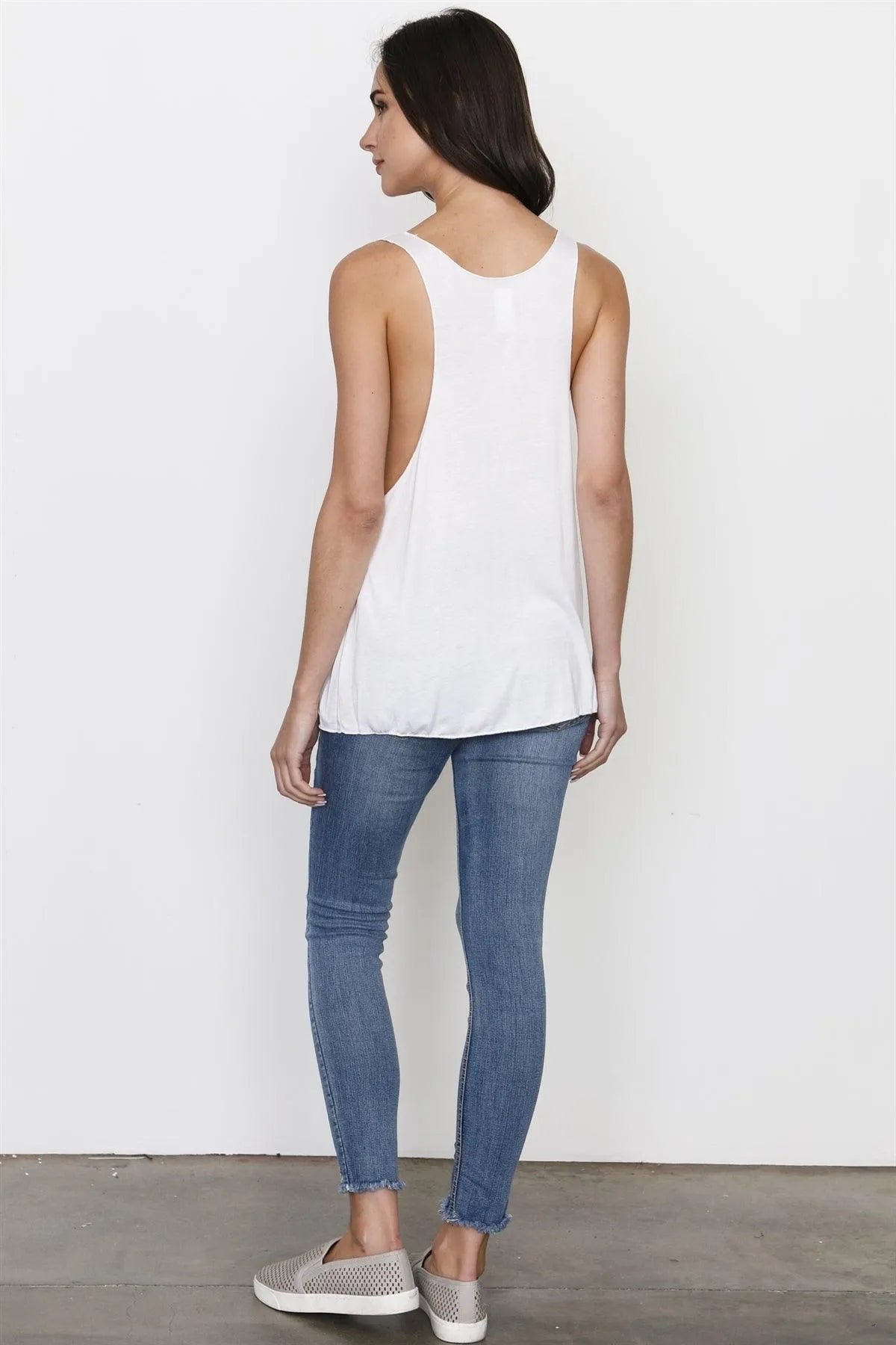 White Graphic Front Tank Top /2-2-1-1 - Tasha Apparel Wholesale
