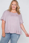 Plus Size Lavender Surplice Back Ruffle Knit Top /2-2 - Tasha Apparel Wholesale