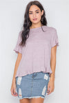 Lavender Short Sleeve Surplice Back Ruffle Knit Top /3-3 - Tasha Apparel Wholesale