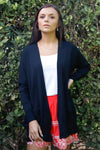 Black Knit Open Front Long Sleeve Cardigan /3-3 - Tasha Apparel Wholesale