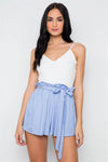 White Blue Combo Cami Ruffle Romper /3-2-1 - Tasha Apparel Wholesale
