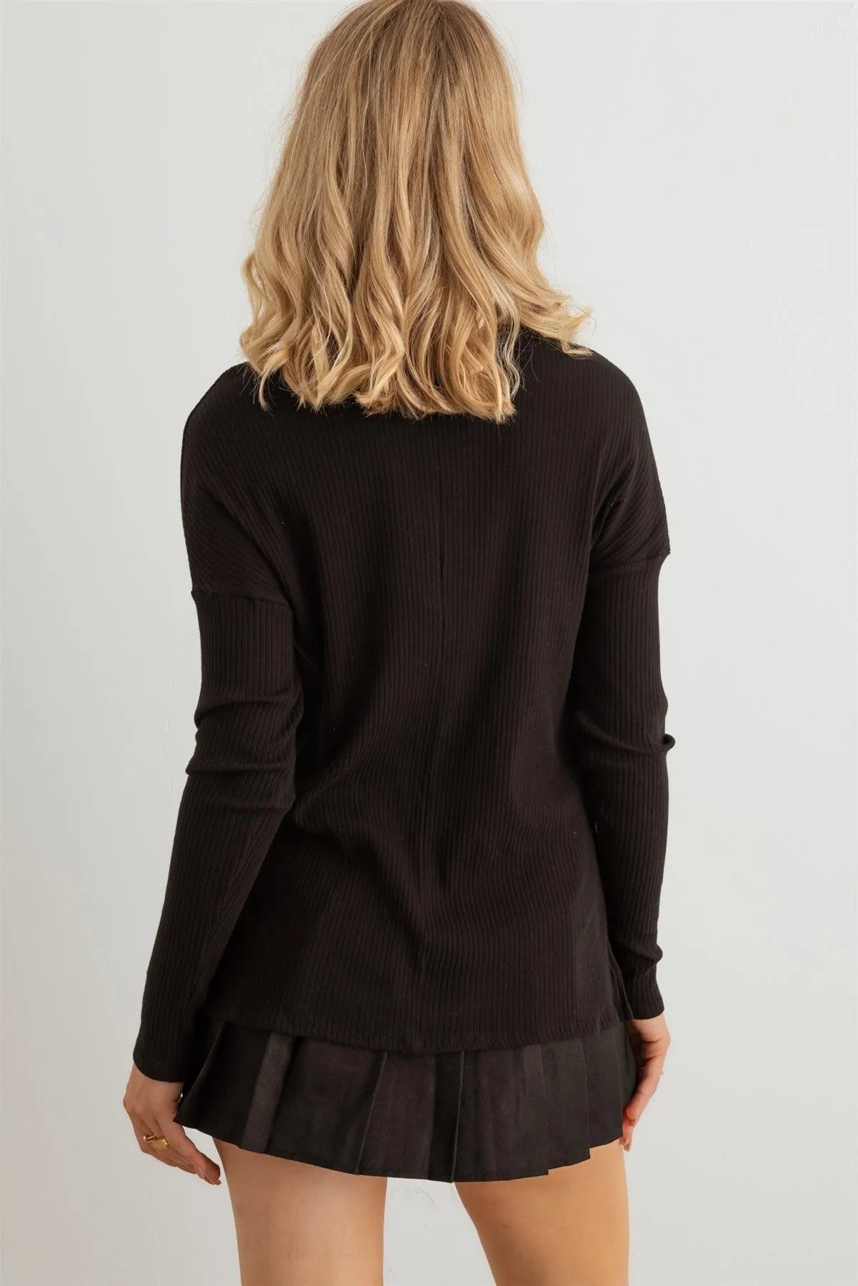 Ribbed Turtle Neck Long Sleeve Top - Tasha Apparel Wholesale