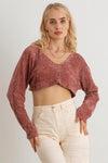 Waffle Soft Knit Long Sleeve Crop Top - Tasha Apparel Wholesale