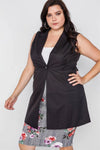 Plus Size Black Sleeveless Single Breasted Vest /3-3 - Tasha Apparel Wholesale