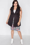Plus Size Black Sleeveless Single Breasted Vest /3-4 - Tasha Apparel Wholesale