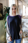 Black & Purple Colorblock Dolman Sleeve Oversized Top - Tasha Apparel Wholesale