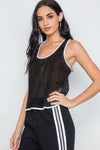 Black Contrast Trim Net Recerback Tank Top /1-2-1 - Tasha Apparel Wholesale