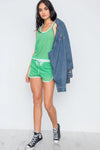 Green Two Piece Sporty Net Tank Top Short Set /2-2-1 - Tasha Apparel Wholesale