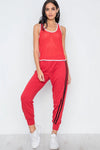 Red Contrast Trim Net Recerback Tank Top /2-2-1 - Tasha Apparel Wholesale