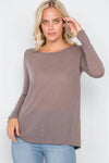 Cocoa Sheer Open Back Tie Long Sleeve Top /2-2-1 - Tasha Apparel Wholesale