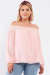 Blush Smocked Off-The-Shoulder Chiffon Top - Tasha Apparel Wholesale