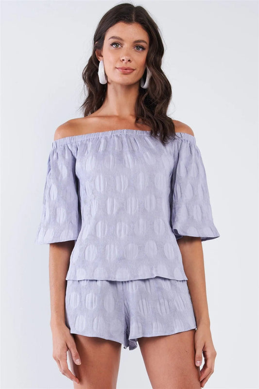 Bluebell Sleeve Off-The-Shoulder Loose Fit Pleated Top - Tasha Apparel Wholesale