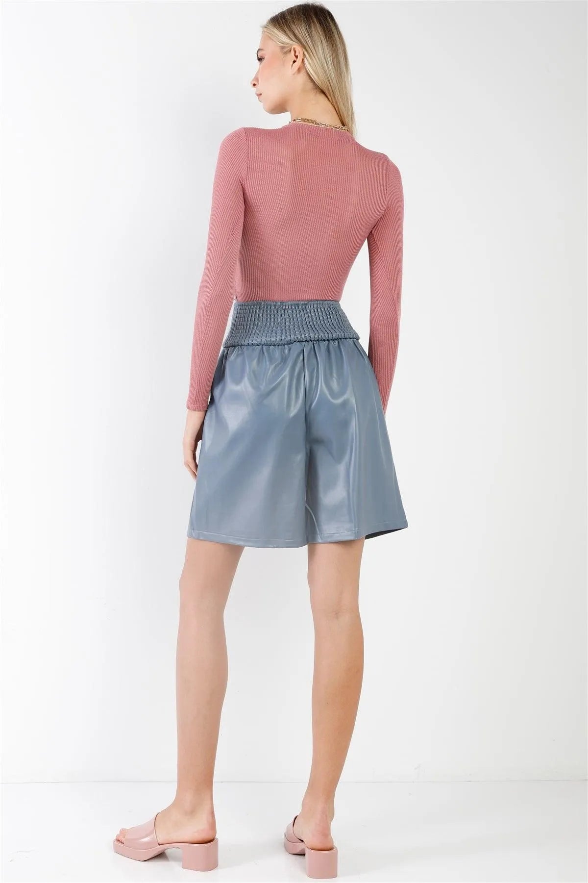 Dusty Rose Ribbed Knit Long Sleeve Bodysuit /2-2-1 - Tasha Apparel Wholesale