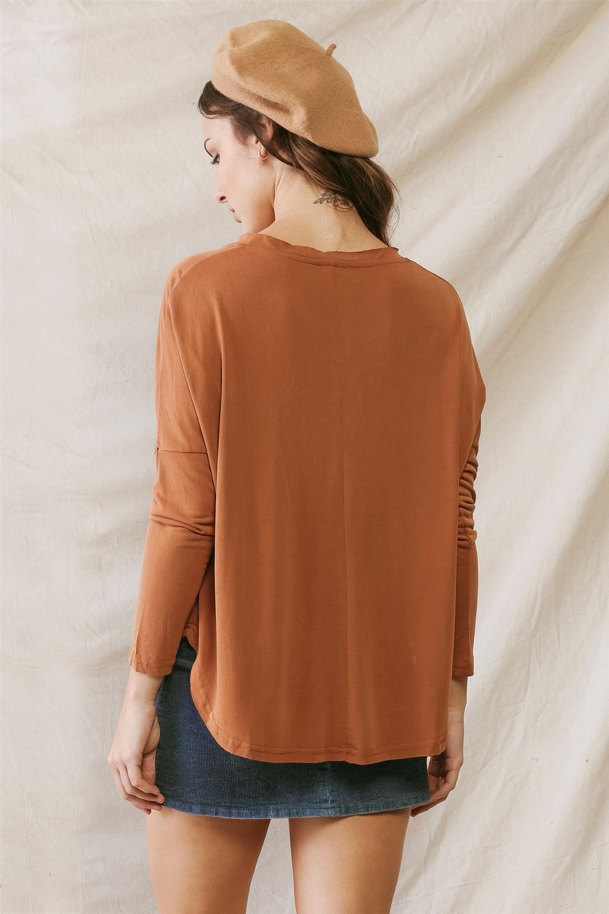 Amber Trim Detail Pocket Front Long Sleeve Relax Top /1-3-2