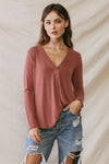 Sienna V-Neck Long Sleeve Basic Relax Top /2-2-2 - Tasha Apparel Wholesale