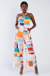 White Multi Halter Neck Self Tie Open Back Wide Leg Jumpsuit /2-2-2 - Tasha Apparel Wholesale